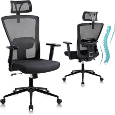 Youhauchair Ergonomic Office Chair, Desk Chair with Adjustable Headrest and Armrests, Office Chair High Back Ergonomic Office Chair with Rocker Function, Swivel Chair for Home Office
