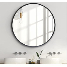 zenmag 70 x 70 cm apvalus sieninis veidrodis, apvalus sieninis veidrodis su aukštos kokybės geležies metaliniu rėmu, vonios kambario veidrodis, modernaus dizaino, didelis veidrodis, skirtas prieškambariui, vonios kambariui, svetainei ir kt.