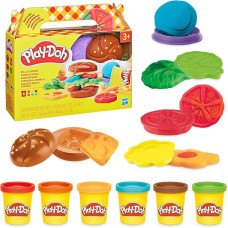Play-Doh Burger Play Set, Craft Set for Girls and Boys from 3 Years, Cooking Toy for Arts & Crafts with Colourful Clay (6 Colours) and Shapes and Tools for Fun with Friends