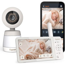 Gigaset Baby 700 Connected Video Baby Monitor with 5.5 Inch Full HD Touch Screen, Safe FHSS & WiFi Transmission, Long Battery Life, Long Range, with Gigaset App, Cream White/Warm Grey [German Version]