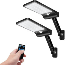 COLBOR Solar Lights for Outdoor Use with Motion Sensor, 56 LED Solar Light with Remote Control, 3 Modes, IP65 Waterproof, 2200 mAh Solar Spotlight, 2 Pieces, Black, Solar Lamp Outdoor Motion Sensor
