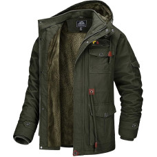MAGCOMSEN Men's Winter Jacket, Windproof, Warm Lined Fleece Parka, Outdoor Transition Jacket with Removable Hood