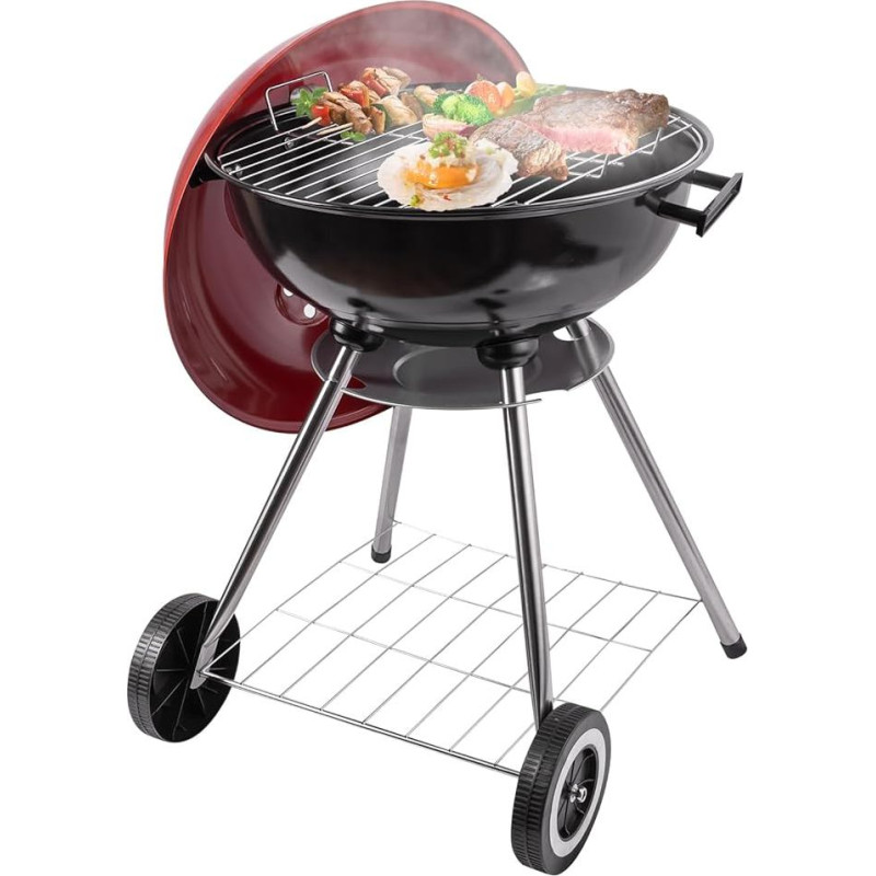 gzcmxh Medžio anglių kepsninė - 18 colių nešiojama medžio anglių kepsninė su rankena ir ratukais - kepsninė lauke, kieme, piknikams, vakarėliams