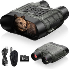 4K 112MP Night Vision Device, Infrared Binoculars, Night Vision Device, Hunting, Night Vision Devices, 12 x Digital Zoom, Range 450 m, 5000 mAh Rechargeable, 64 GB TF Card for Hunting, Safety, Camping