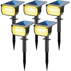 LOTMOS Solar Spotlight for Outdoor Use [5 Pieces/72LED], 3 Modes IP67 Waterproof Solar Garden Lights, 3000 K Can Be Wall Mounted Garden Solar Lights for Patios, Fences, Paths, Driveways, Porches