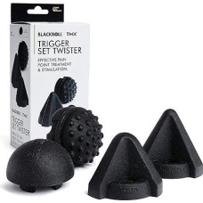 BLACKROLL® Trigger Set Twister (4 Pieces), Trigger Point Massagers for Treating Punctual Tension, Handy Fascia Massagers with Handle, Ideal for Travel, Made in Germany, Black