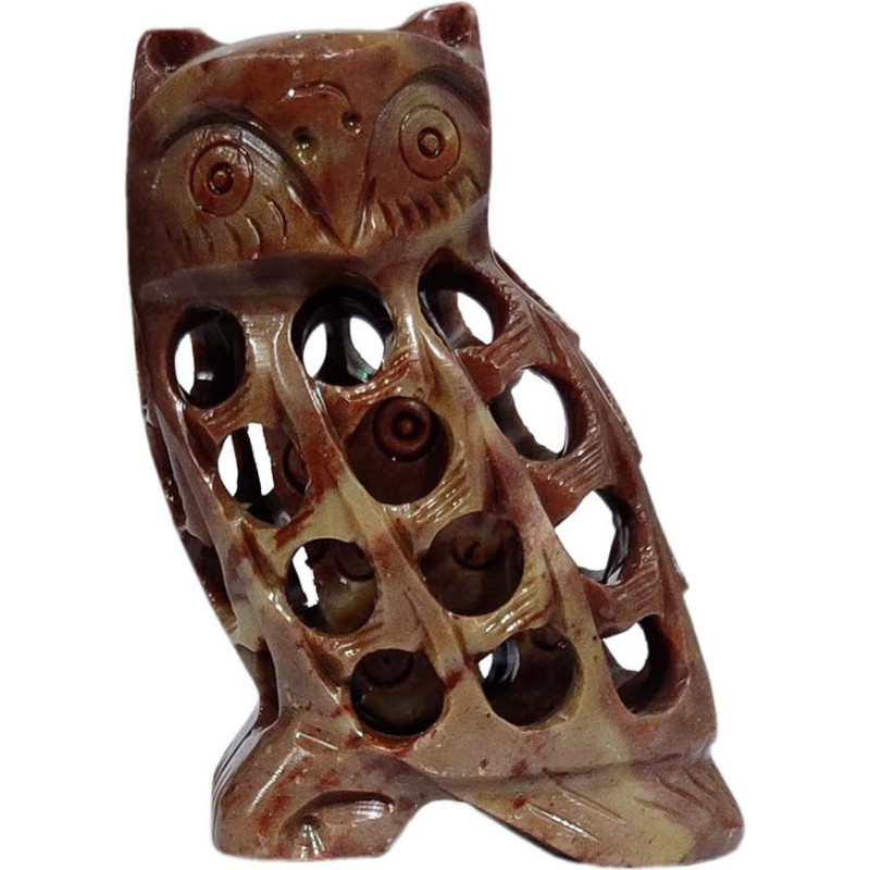 Purpledip muilo akmuo Nested Owls Lattice Jaali Work Mesh Sculpture Statulėlė (11660)