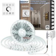 HOUHUI White LED Strip 20 m, 6500 K White Running Water Flowing Light Strip with Touch Panel Wireless Control, 28 Modes, Dimmable LED Strip Lights for Bedroom, Living Room, Home, Party, DIY Decor