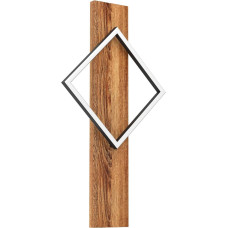 EGLO Boyal LED Indoor Wall Light, Wall Light with Wooden Beams, Hallway Lamp Wall Made of a Rustic Wood and Black Metal, Wall Spotlight FSC Certified, Warm White, 56 cm