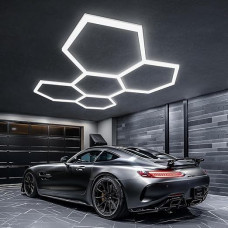 Dimmable Hexagon LED Garage Light, 3000K-6500K Hexagon LED, 25 Pack LED Hexagon Lighting, for Garage, Basement, Warehouse, Car Beauty Shop, Car Detailing Shop etc