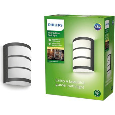 Philips myGarden LED Python Outdoor Wall Light, 6 W, Warm White Light 2,700 K, 600 lm, IP44 Protection Class, Integrated Bulb, Anthracite