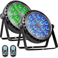 ZKYMZL Stage Lighting Par Lights 80W RGBW 4-in-1 LED DMX Lights with Remote Control & Sound Activation - Stage Uplights for Shows, Parties, Weddings, Churches, Christmas, Clubs (Pack of 2)