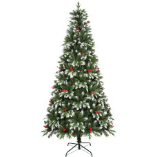 Uten Artificial Christmas Tree, PE Luxury Snowflake Interior Decoration, Christmas Tree with 23 Groups of Red Berries, PE & PVC 500 Natural Looking Tips, Hinged Branches, Perfect Reusable