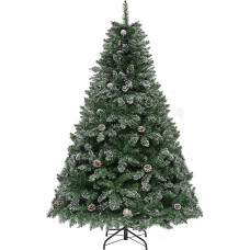 YITAHOME 182 cm Artificial Christmas Tree with Snow and Pine Cones, Approx. 880 Tips, Lifelike Christmas Tree with Metal Stand & Folding System, Quick Assembly for Home Shops, 182 x Diameter 105 cm