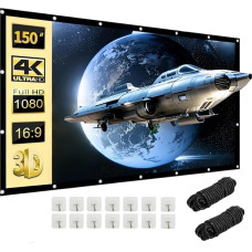 Canvas Projector 150 Inch | 16:9 HD Foldable Projector Screen Outdoor | Thicker, Lightproof Projector Screens | Wrinkle-Free and Easy to Carry - Especially Suitable for Outdoor, Camping, Home