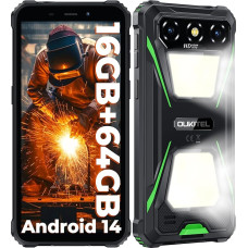 OUKITEL G5 Outdoor Smartphone Android 14 - Double Camping Light Outdoor Mobile Phone Without Contract 6300 mAh, 16GB + 64GB /1TB, 6.0 Inch Waterproof Mobile Phone with 13MP + 5MP Camera, Dual 4G SIM