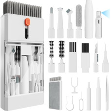 22-in-1 klaviatūros valymo rinkinys ausinėms, mobiliesiems telefonams, klaviatūroms, fotoaparatams, kompiuterių monitoriams, planšetiniams kompiuteriams, automobilių ekranams, puikus klaviatūros valymo rinkinys su šepetėliu ir purškikliu (L)