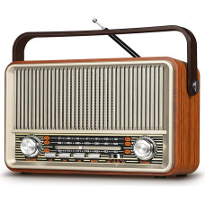PRUNUS J-120 AM/FM/SW Retro radijo imtuvas, mažas, lagaminėlyje esantis radijo imtuvas su 1800 mAh baterija arba kintamosios srovės maitinimu, virtuvės radijo imtuvas su 