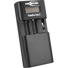 ANSMANN Powerline Vario X Battery Charger, Suitable for Camera Battery Packs Made of Li-Ion, LiPo, NiMH or 2 x Mignon AA or 2 x Micro AAA Batteries Adjustable Height of Charging Bay