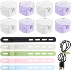 KEWAYO Magnetischer Kabel-Organizer, selbstklebend, 5 wiederverwendbare Silikonklammern, Kabelhalter für Büro, Haus, Auto, 8 Stück