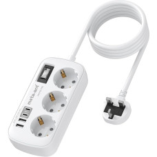 Travel Adapter UK Adapter England Germany Plug 7 in 1 Socket Adapter England with 3AC 2 USB C and 2 USB A Travel Adapter Type G for London Malta Ireland Dubai Adapter UK to EU