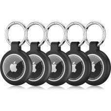 Airtag Holder, 5 Pieces Keychain Case, Waterproof Silicone Protective Cover for Airtags, Anti-Scratch GPS Cover with Keychain for Airtag Tag Item Finder for Pets, Kids, Luggage