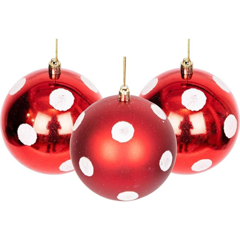 Kalėdiniai Baubliai Atsparūs dužimui Raudonos/baltos spalvos taškuoti rutuliniai papuošalai, Rutuliniai papuošalai, Rutuliai, Kalėdų dekoracijos, Kalėdų dekoracijos, Kalėdų dekoracijos, Blizgus matinis