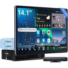 [14.1 inch QLED] ATOTOZONE AI Android Car Radio with 1 DIN & Double DIN, 8G + 128G, Flexview Display, 7.1.2 CH Audio, 4G LTE, Wireless CarPlay & Android Car, 36B-EQ, Dual Band WiFi, HDMI IN, X10G141E