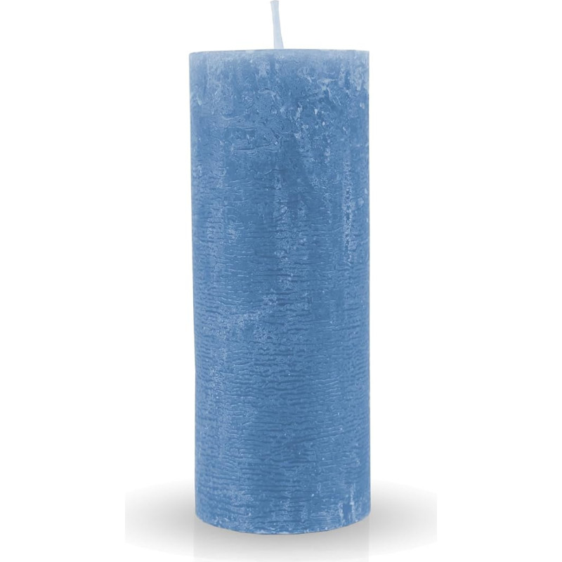 HS Candle Rustic Pillar Candle Sky Blue Skersmuo 7 cm x 18 cm - įvairių spalvų / dydžių - ilgai dega Antikvarinė žvakė, bekvapė altoriaus žvakė - dekoratyvinė žvakė