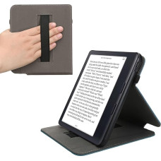 kwmobile Protective Case Compatible with Kobo Kobo Libra Colour / Tolino Vision Colour - Case e-Reader with Loop Stand - Petrol Blue