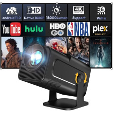 Išmanusis mini projektorius XGODY Gimbal5 Android 11 Full HD projektorius Gimtoji 1080P 4K palaikymas 5G WiFi6 Bluetooth 5.0 Namų filmų projektorius Elektrinis fokusavimo automobilis Keystone 180 sukimas Matinė juoda