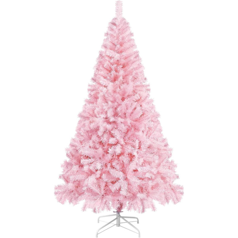 Yaheetech dirbtinė Kalėdų eglutė 183 cm (skersmuo apie 110 cm), rožinė, su maždaug 1000 antgalių, greitai surenkama, sulankstoma, nedegi, Kalėdų eglutė su metaliniu eglutės stovu
