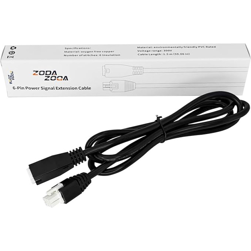 Zodazoqa 1,5 m 6 kontaktų išmanusis reguliuojamo aukščio stalo variklio valdymo kabelis Maitinimo signalo prailginimo kabelis nuo vyriško iki moteriško prailginimo kabelio 5557 sukamasis lizdas