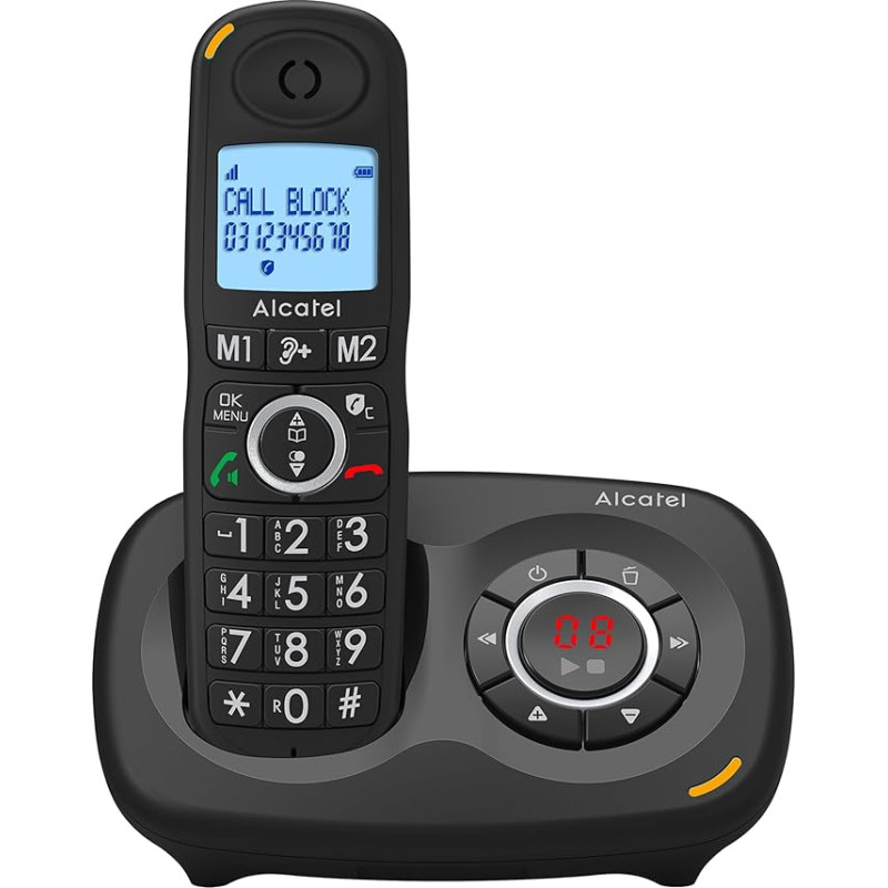 ALCATEL XL 595 B Voice Black su atsakikliu, senjorams skirtas telefonas su nepageidaujamų skambučių blokavimo funkcija
