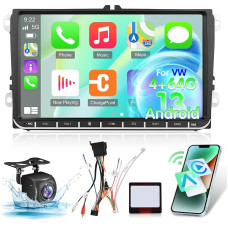 4G + 64G automobilinis radijas VW Volkswagen Jetta Passat Seat Golf Tiguan Skoda Polo, 9 colių jutiklinio ekrano belaidis Carplay ir Android automobilinis radijas su Bluetooth 5.0/32 EQ/GPS/WiFi/FM RDS radiju