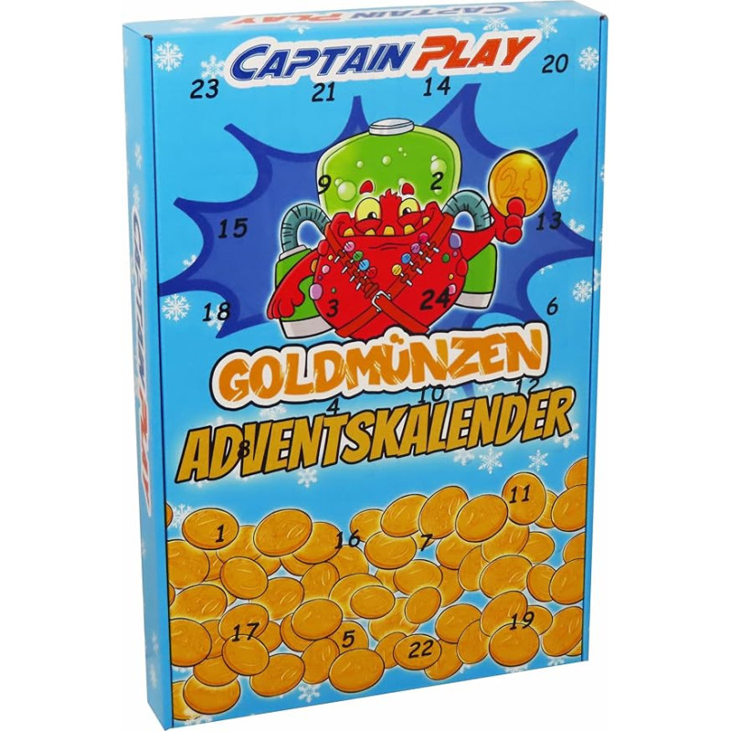 CAPTAIN PLAY Goldmünzen Schokolade Adventskalender 2025, 1 pakuotė (1 x 250g)