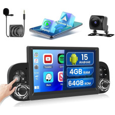 Hikity [4+64GB] Android 15 Car Radio for Fiat Panda 2013-2020 Radio CarPlay Android Car Wireless Screen 7 Inch IPS Bluetooth Mirror Link Navigation GPS AI DSP WiFi FM RDS SWC