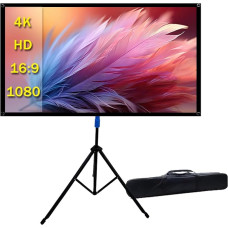 Projector Screen with Tripod 60 Inch Portable Projector Screen HD 4K 16:9 Projection Screen Lightweight and Compact Carry Ideal for Home Cinema Indoor/Outdoor Films Camping Office Presentations 60