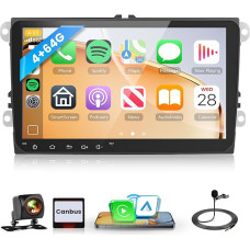 4G + 64G 9 colių automobilinis radijas VW Golf 5 Golf 6 Passat Polo Tiguan Touran Caddy Skoda Seat Stereo automobilis su belaidžiu Carplay Android Car Mirror Link Bluetooth FM/RDS/EQ GPS navigacija WiFi SWC atbuline eiga