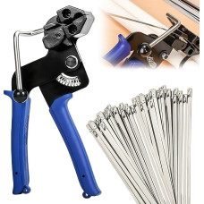 WANDGU Edelstahl Kabelbinderpistole: 100 Stück 300 mm x 4,6 mm Edelstahl-Kabelbinder, Kabelbinder Werkzeug, Metall Kabelbinderpistole, Industrietaugliche Metallbinder-Zange für Kabelbinder bis 13 mm