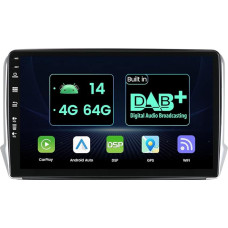 MISONDA 4G + 64GB Built-in DAB+ Car Radio Stereo Android 14 for Peugeot 2008/208 - (2012-2018) with Carplay Android Car DSP Bluetooth 5.0 GPS Steering Wheel Control Mirror Link Camera + Mic