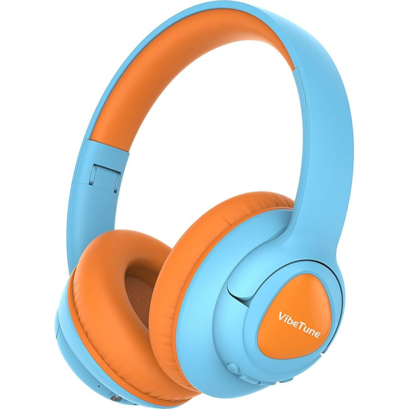 VibeTune Kinder Bluetooth Kopfhörer, 60 Stunden Spielzeit, Lautstärkebegrenzung 85/94dB, Bluetooth 5.4, Type-C Schnellladung, Faltbare kabellose Kopfhörer für Kinder-Blau