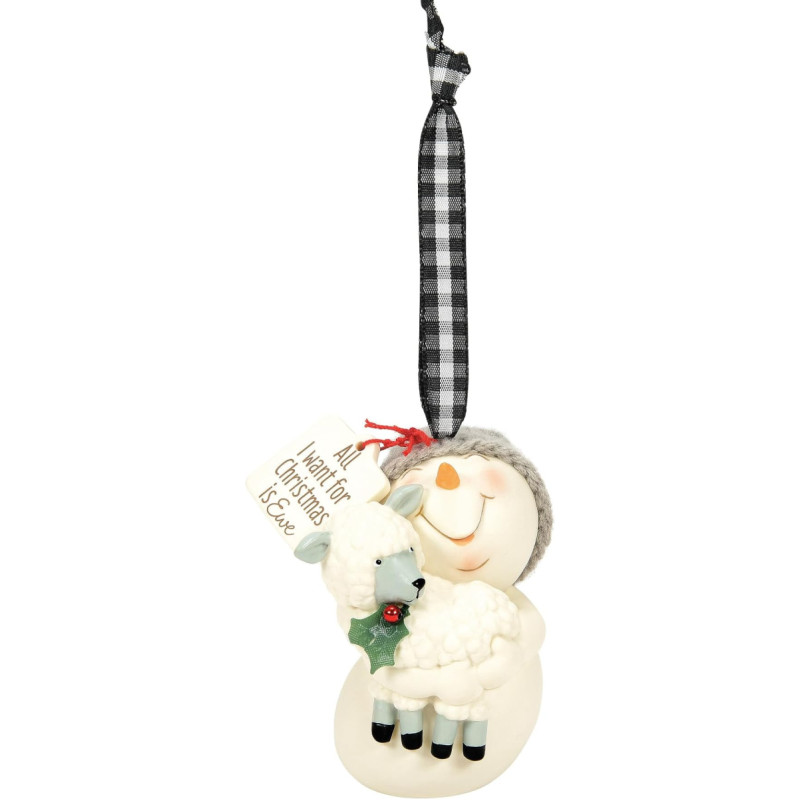 56 departamentas Snowpinions Farmhouse All I Want for Christmas is Ewe Hanging Ornament, 3 colių, įvairiaspalvis