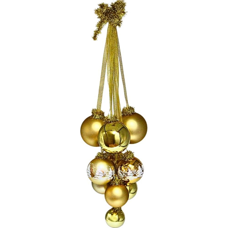 Dekohelden24 Lauschaer Kalėdų eglutės dekoracijos - 10 Lauscha Kalėdų eglutės puošmenų rinkinys, langų pakabos, medžio puošmenos langams, aukso spalvos puošmenos langams, Lauscha kalėdinės puošmenos langams
