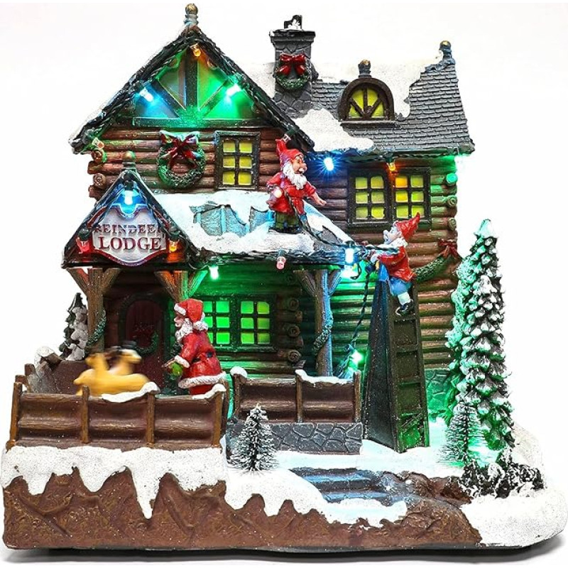 Well Home Weihnachtshütte mit rotierendem Design und mehrfarbigen LED-Lichtern, 25,5 x 21 x 25 cm