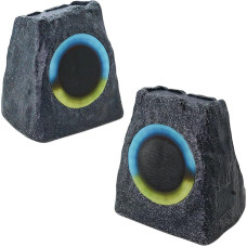 MALUX saulės lauko sodo garsiakalbiai, 2 vnt. - vandeniui atsparūs saulės akmeniniai garsiakalbiai su RGB apšvietimu ir TWS poravimu sodui, terasai, griliui