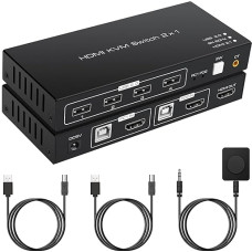VPFET KVM Switch HDMI 2 Port 8K60Hz 4K120Hz 4-Port USB 2.0 for 2 Computers 1 Monitor Share Keyboard Mouse Printer Support Wire Desktop Controller Includes 2 USB 2.0 Cables