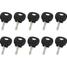 Honseadek 10 Pieces Construction Machinery Ignition Keys 14603 14607 Stainless Steel Black Replacement Compatible with Dump Truck Inner Switch Controls