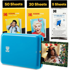 KODAK Step Instant Screen Smartphone Printer - 75 Sheet Package - Zinc 2x3 Inch Photos - Bluetooth - Blue