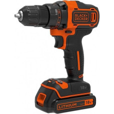 BLACK+DECKER BDCDD186KB-QW 18 V 2G gręžtuvas, 2 pavaros, 11 padėčių jungtis, 40 Nm sukimo momentas, 2 x 1,5 Ah akumuliatoriai, 400 mA įkroviklis ir rinkinio dėžutė